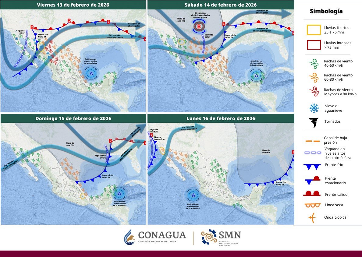 conagua_clima's tweet photo. Se prevé un descenso de #Temperatura, #Vientos fuertes, #Lluvias y #Chubascos en el noroeste de #México, así como caída de #Nieve o #Aguanieve en la sierra de San Pedro Mártir, #BajaCalifornia.

Los detalles de la información en ⬇️ https://t.co/9TaD34gu5a https://t.co/abKHqA0pza