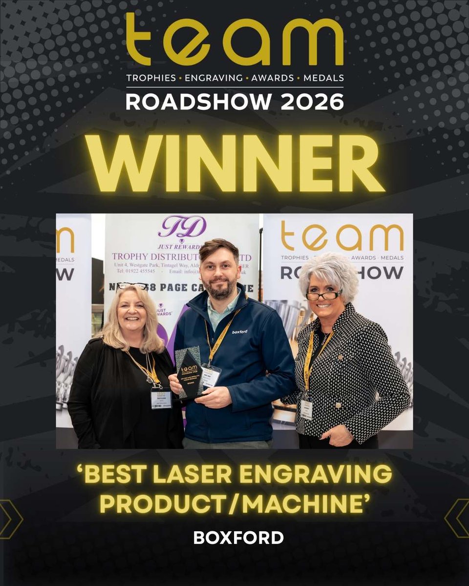 🏆 Best Laser Engraving Product or Machine Winner🏆Congratulations to Boxford. A thoroughly deserved win this year. The price-point of Boxford’s Laser Engraving machines makes them an affordable asset to the Trophy Industry.
teamroadshows.com
#trophies #engraving #awards