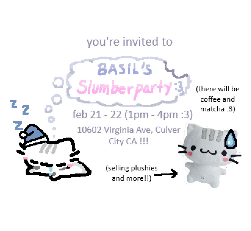 BasiilLeaf's tweet photo. BASIL CAT POPUP :3!!

come and see cat merch and the new cat plush live!!

YIPPIE (rsvp below :3!! see u all soon) https://t.co/16Xt6HkKLS
