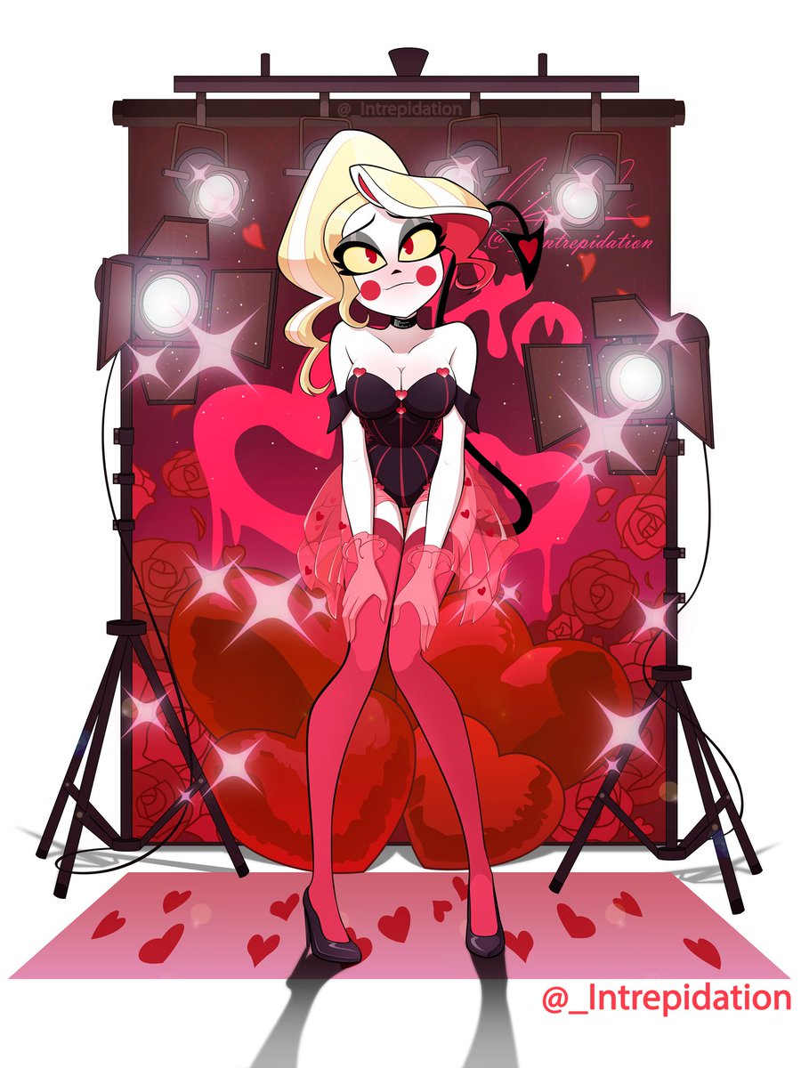 "You were born for this stage." 

I've seen a few other artists recreate the #HelluvaBoss #ValentinesDay  standee background for #HazbinHotel characters, and I loved the idea, so I decided to do it too. 😁

#CharlieMorningstar #HazbinHotelFanart #fanart