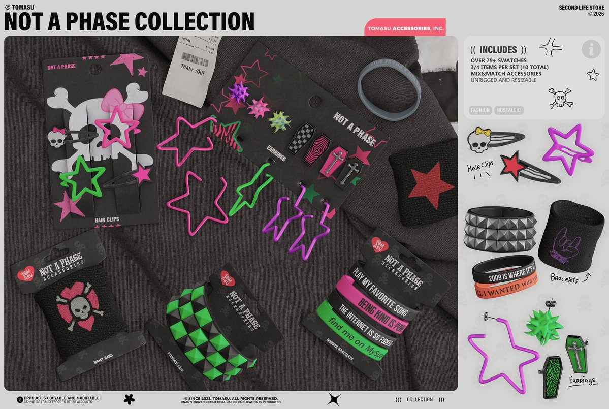 tomasusl's tweet image. New Release @ ACCESS
☠️ [Not A Phase Collection]     
|  
More Info _ flic.kr/p/2rWej2u
Location _ bit.ly/3E4eIQl
|  
® TOMASU Accessories, 2026