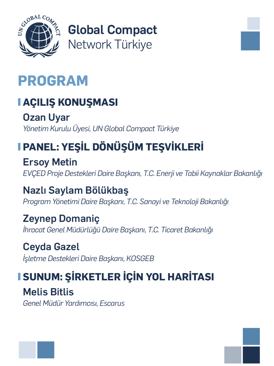 27 Şubat 2026 tarihinde 10.00 - 12.30 saatleri arasında düzenlenecek “Yeşil Dönüşüm Teşvikleri” Webinarı'na davetlisiniz. Etkinlik genel katılıma açıktır.

🔗 Kayıt için: us02web.zoom.us/webinar/regist…