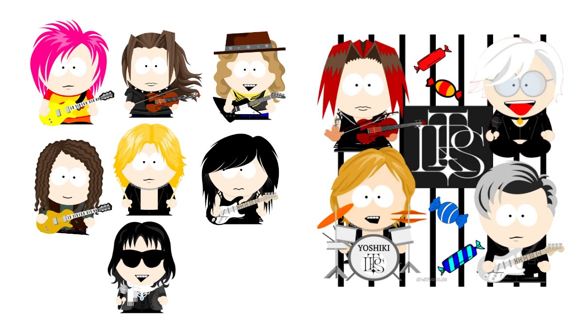 Rocklady19731's tweet image. Did the same thing with #XJAPAN &amp;amp; #TLRS a few years ago.😄 #YOSHIKI #HEATH #HIDE #PATA #TAIJI #SUGIZO #ToshI #HYDE #MIYAVI #Southpark #fanart