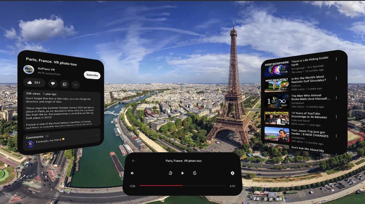 iMathTechs's tweet image. 🥽 YouTube arrive enfin sur le Vision Pro !

Google lance une app native pour visionOS : navigation simplifiée, vidéos 360° et même la 8K sur le modèle M5⚡

🤔 À quand Netflix ?

Immersion.

#VisionPro #YouTube #Apple #VR