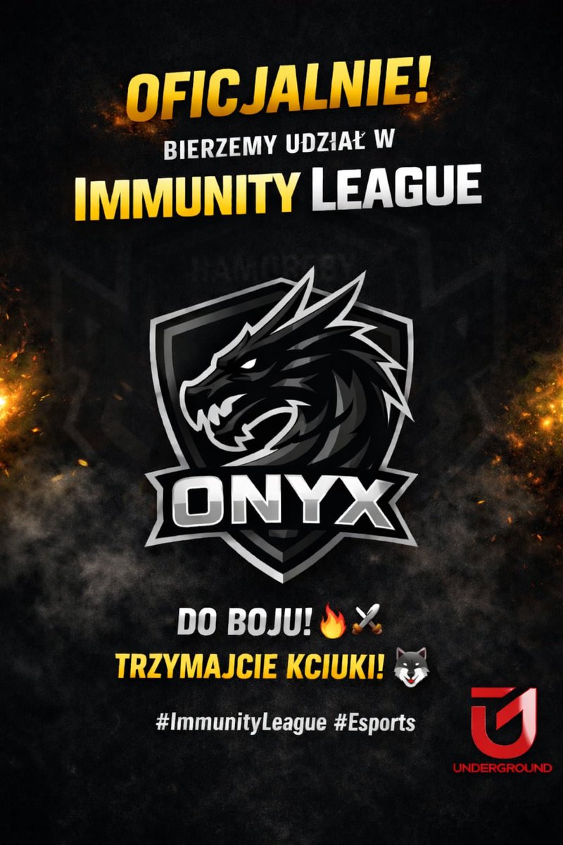 🔥 ONYX wchodzi do Immunity League! 🔥

Przed nami mocne mecze i esportowe emocje na najwyższym poziomie 🐺⚔️
Gramy na pełnej koncentracji — liczymy na Wasze wsparcie! 🖤
#ImmunityLeague #ONYX #Esports #Gaming #Underground <a href="/PODZIEMIECS2/">UndergroundCS2</a> <a href="/immunityleague/">Immunityleague</a>