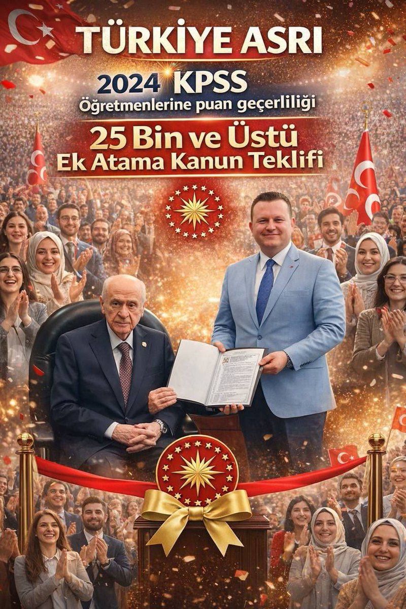 2024 KPSS puanıyla ek atama bekleyen öğretmenlere desteğiniz için minnettarız. Puan geçerliliğimizin devamı için, hak teslimi için kanun teklifinde bulunmanızı, Sayın Devlet Bahçeli’nin sözünün yere düşürülmesine izin vermemenizi bekliyoruz. <a href="/M_Levent_Bulbul/">Muhammed Levent BÜLBÜL</a>