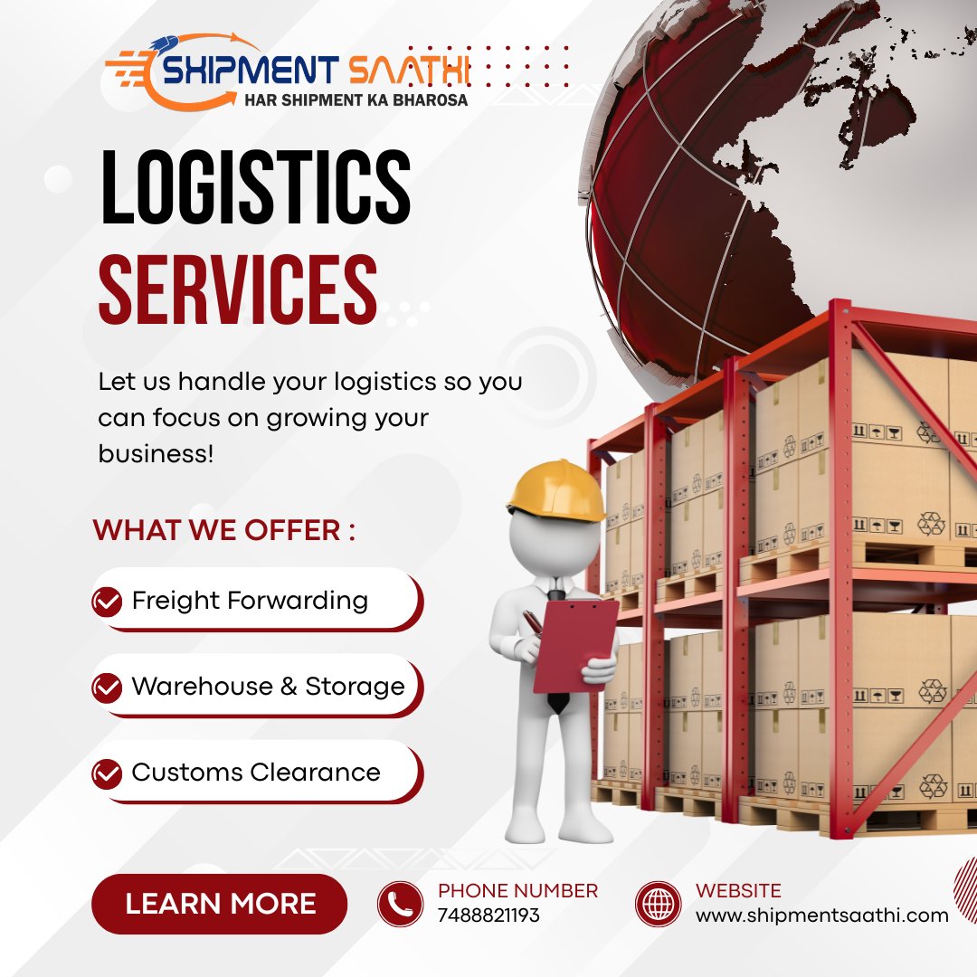 ShipmentSaathi's tweet photo. Move Your Business Faster with Reliable Logistics Solutions 🚚
📦 Freight Forwarding
🏬 Warehouse & Storage
📄 Customs Clearance
#ShipmentSaathi #LogisticsServices #FreightForwarding https://t.co/zJxOotJU7M