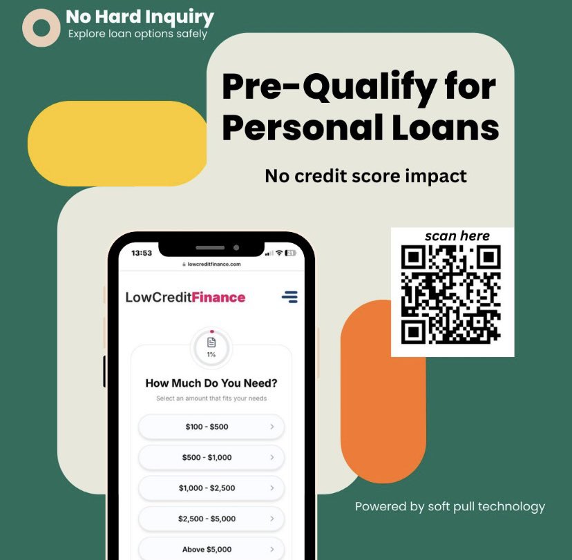 gifestonline's tweet image. Protect Your Credit the Smart Way!

Check your personal loan eligibility =scan code✅
#SoftPull #CreditRepair #USResidents #NoHardInquiry #CreditScoreTips #FICOScore #PersonalFinance #CreditBuilding #PreApproval #Giveaway