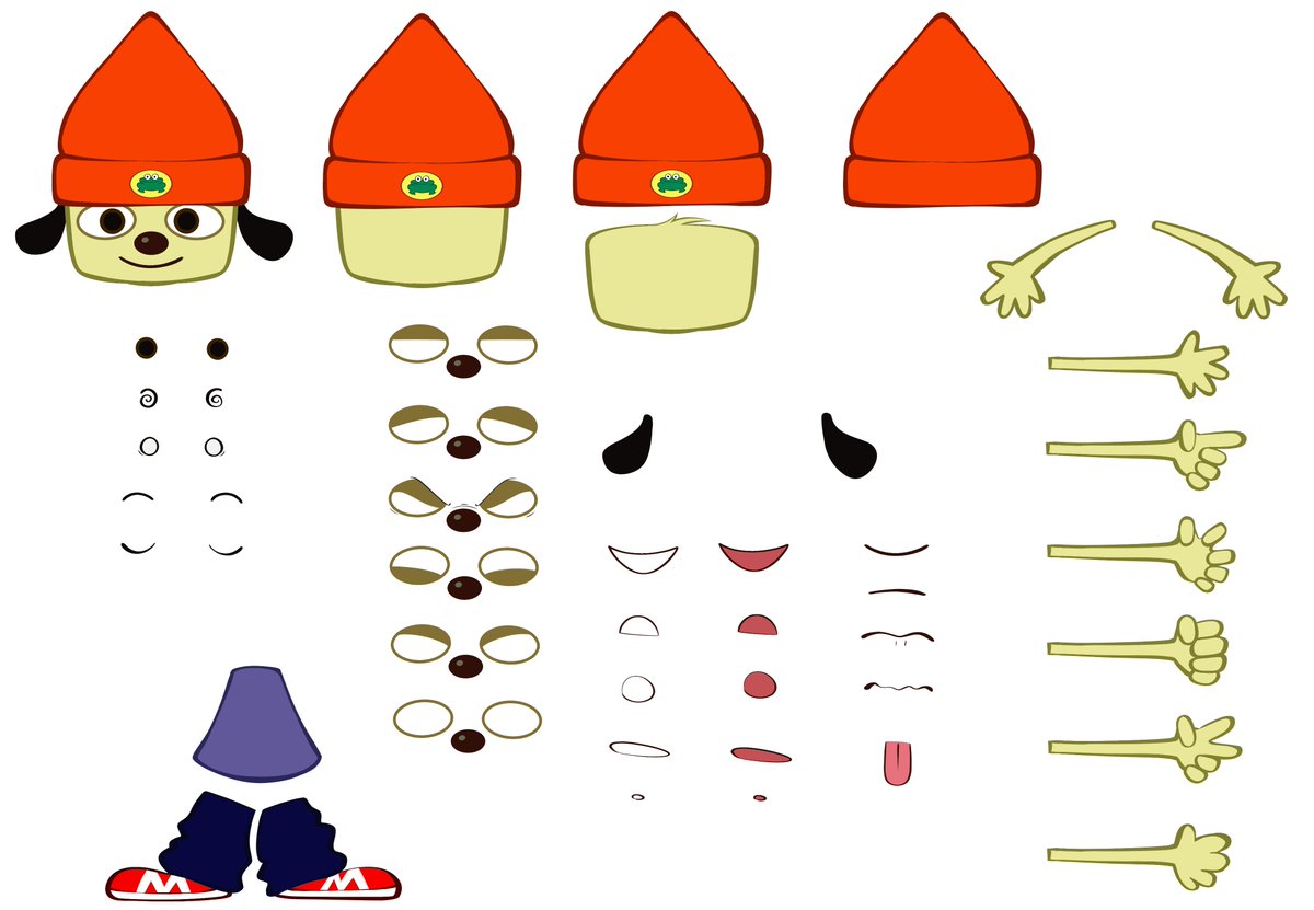 FanaMationU's tweet photo. Just wanted to repost my Parappa 'sprite' sheet and what I did with it https://t.co/uiOCoNuko7
