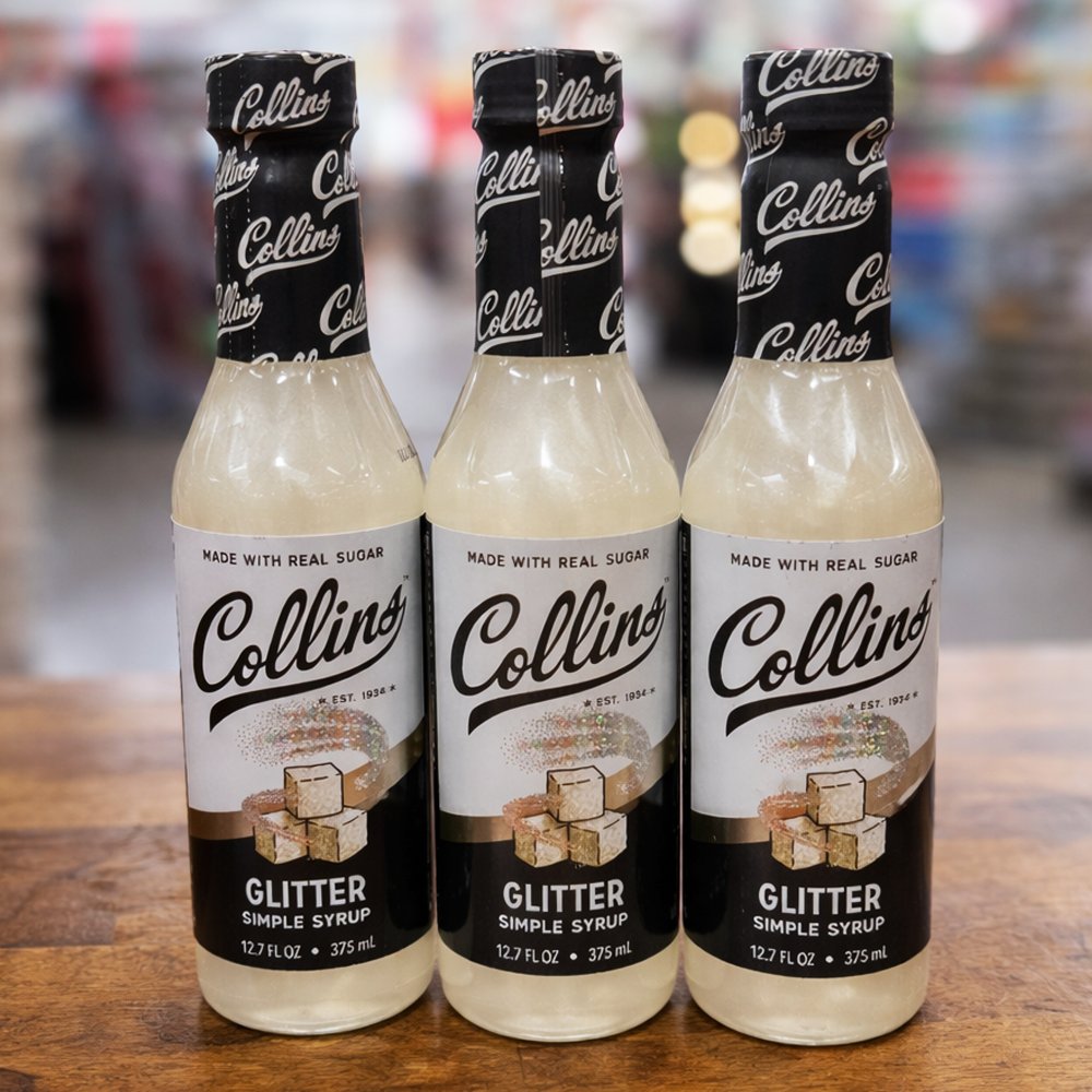 ✨ Add a little sparkle to your Valentine’s celebrations!

Collins Glitter Simple Syrup is made with real sugar and adds a shimmering touch to cocktails, mocktails, champagne, or even desserts. It’s the easiest way to turn your favorite drinks into something extra special.