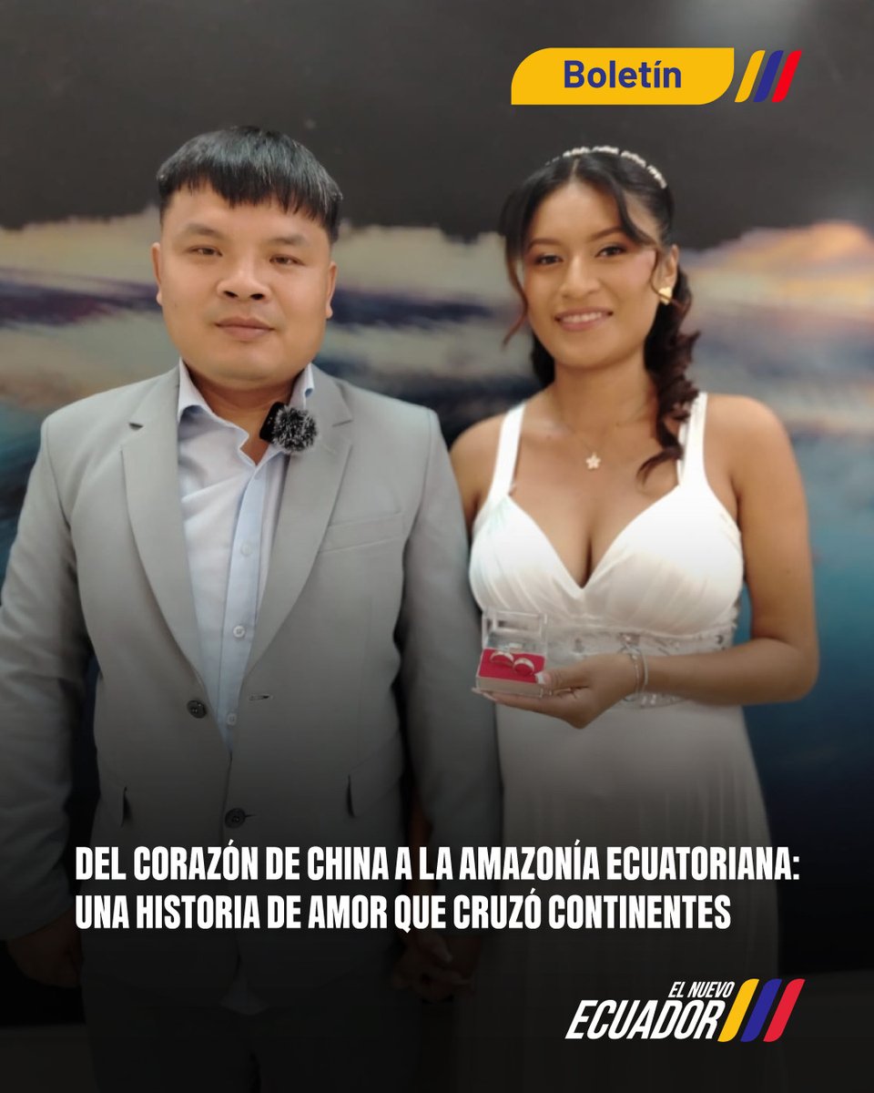 #Boletín I El amor rompe fronteras 💘🌍
De China a Ecuador ✈️ ❤️ Yi Zheghui 🇨🇳 y Evelin Coquinche, mujer kichwa 🇪🇨 se casaron en nuestra agencia #Tena 💑💍 ¡Qué viva el amor sin barreras!
Dos culturas, un solo corazón. ❤️
🌐  goo.su/Ts0gAD

#ElNuevoEcuador