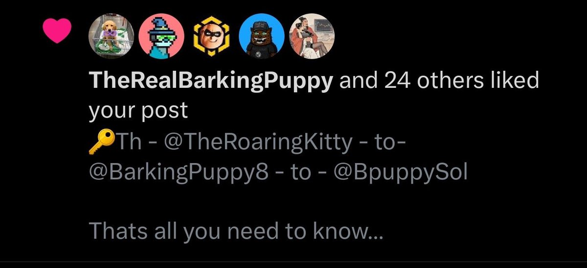Just a quick reminder for EVERYONE.

<a href="/BarkingPuppy8/">TheRealBarkingPuppy</a> like this post by <a href="/Illyriannft/">ILLY</a> 

But please tell more about how he doesn’t engage with our project.

UNDENIABLE! 

$BP