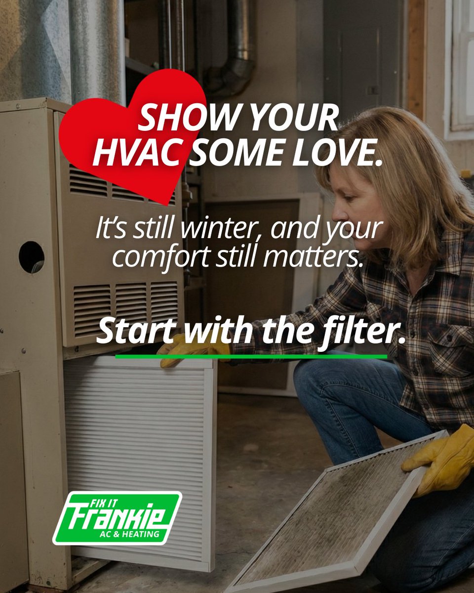 frankiecanfixit's tweet photo. It may feel like spring, but winter isn’t quite done yet.
Taking care of your HVAC doesn’t have to be complicated. Simple steps, like checking the filter, help keep your home comfortable through the rest of the season.
#HomeComfort #WinterCare #FixItFirst https://t.co/DIVZ4s2lMJ
