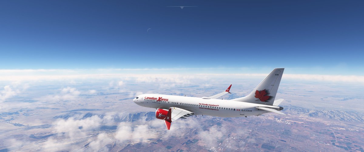 CXA001's tweet photo. 2/2 Photo dump from today's flight from Calgary International CYYC) to Tucson International (KTUS) 2 hours 52 minutes on @vatsim  with the @canadianxpress  Boeing 737 MAX 8. https://t.co/exjud2bGWA