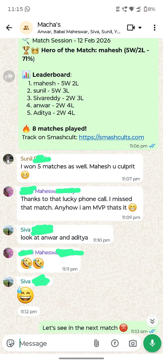 Anwar6464's tweet photo. Casual badminton just turned competitive in our group 🏸🔥

Tracking matches, win ratio, leaderboard &amp; Hero of the Match.

Now nobody can escape the stats 😂

Use it and let me know if your group enjoys it this much too 👀

 https://t.co/1xAgToBnEl https://t.co/VfnuF2sJkZ