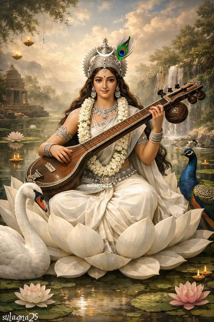 Maa Saraswati the eternal source of knowledge and purity.