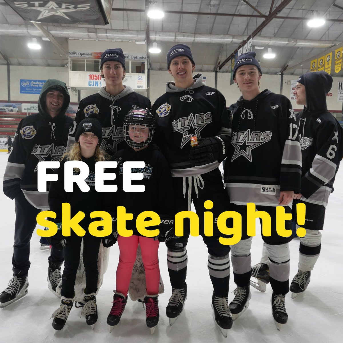 MyAccessCA's tweet image. 🏒 FREE Skate Night with the Battlefords North Stars!
📅 Feb 22 | 7-8 PM 📍 Access Communications Centre
✅ FREE snacks ✅ FREE toque (first 150!)
myaccess.ca/skating-with-t…
#FreeSkateNight #BattlefordsNorthStars #CommunityEvent #AccessCommunications #Battlefords