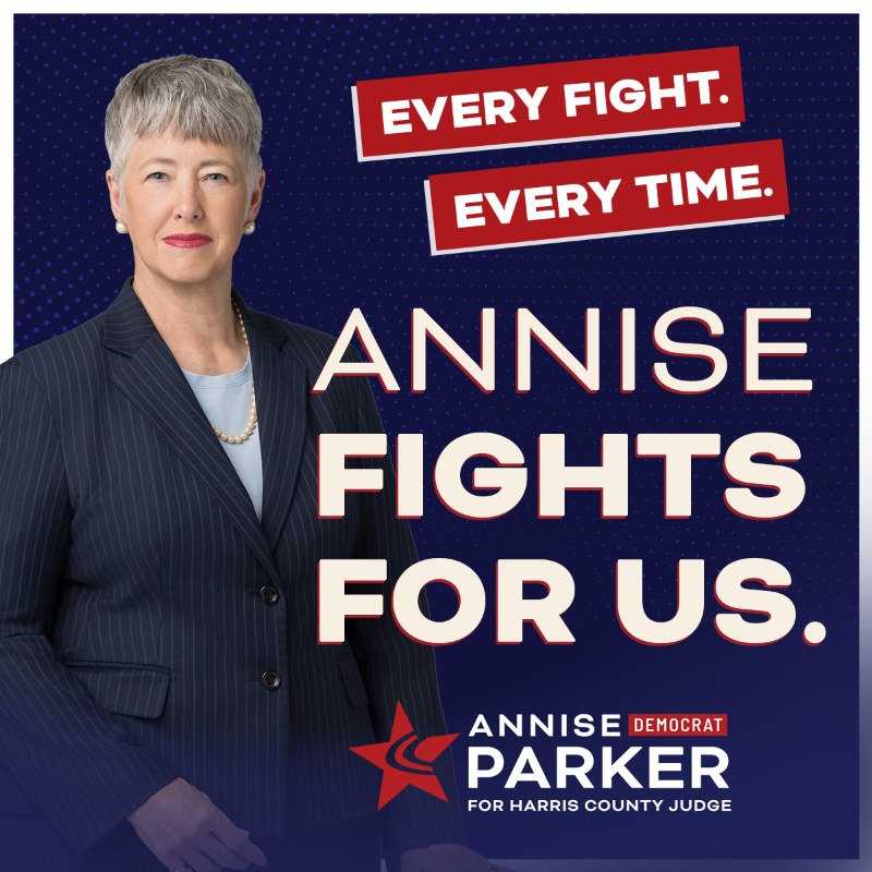 AnniseParker's tweet photo. Annise is running for Harris County Judge because she knows the threats from Abbott, Paxton, and Trump are different — and decidedly more dangerous. https://t.co/bAyGBJGZ3b