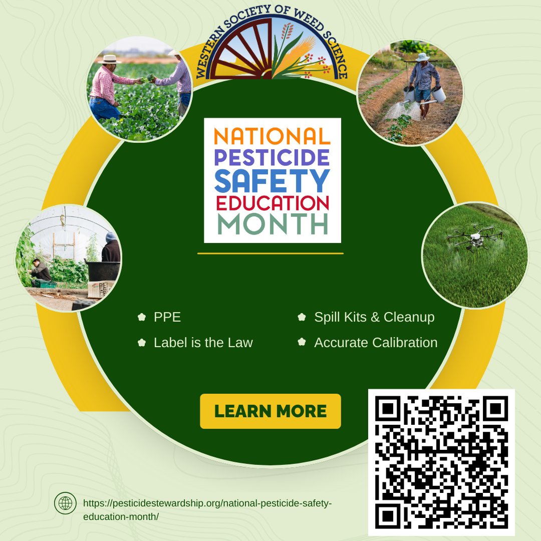 WSWeedSci's tweet photo. February is #NationalPesticideSafetyEducationMonth! It's a good time to revisit continuing education....https://t.co/I0Px4xrzEM

#WSWS #weedscience #jobsafety #invasiveplants #agriculture https://t.co/bEpwqce084