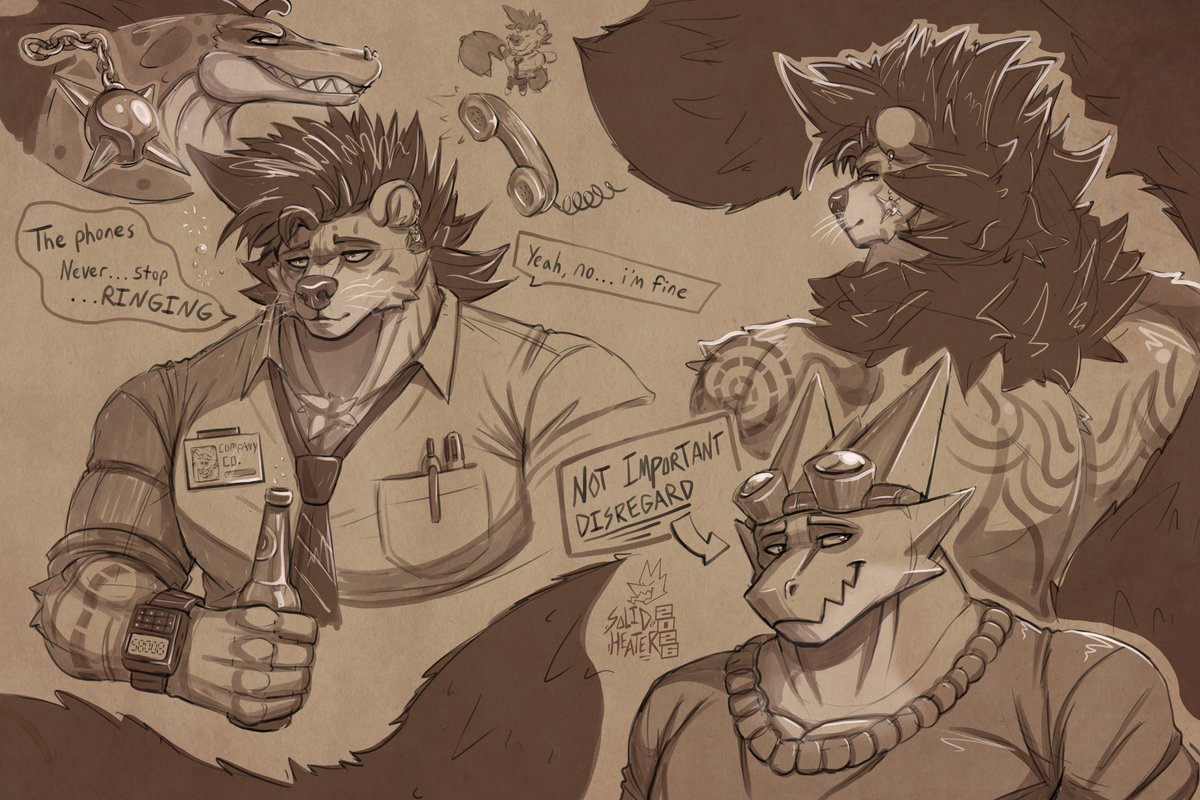 solidheater's tweet image. Last of the sketch pages! Almost forgot to post this one

The shirt and tie look is growin on me ngl

#furry #furryart #binturong #sketch