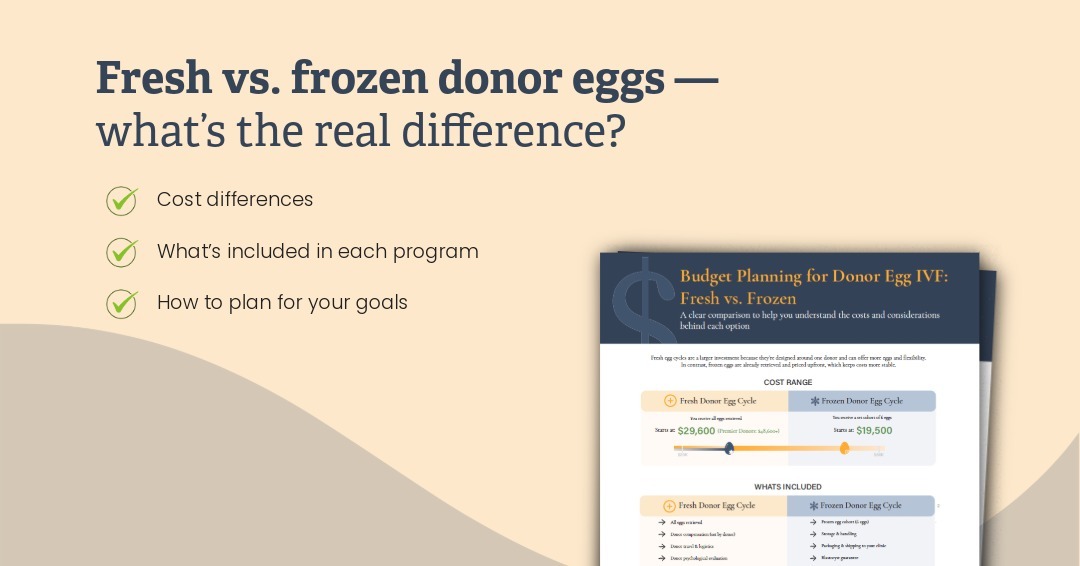 Fresh vs. frozen donor eggs: what’s the difference when it comes to cost? 💰

Our new infographic breaks it all down in a clear, visual way so you can compare both paths at a glance.

Check it out: hubs.ly/Q040Yf6p0

#DEIVF #DonorEggCost #DonorEggs