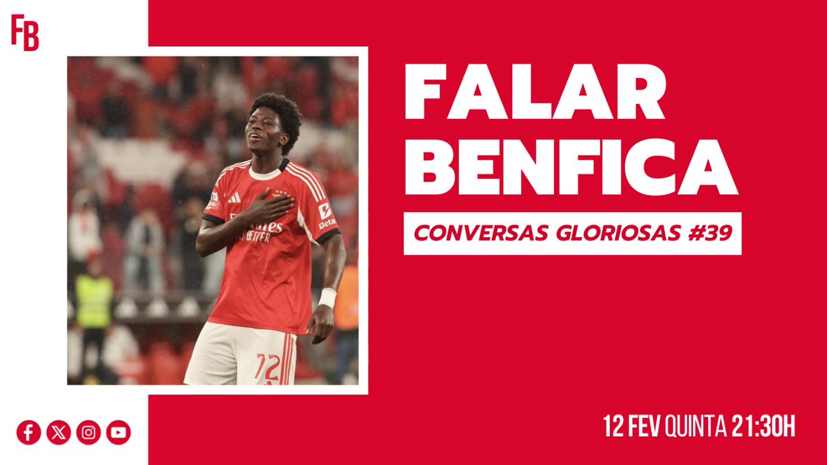 Hoje, 21:30  h, 39 º "Conversas Gloriosas":

Rescaldo 2-1 Alverca;

Antevisão Açores;

Antevisão 1 ª mão Real Madrid FC;

Mercada de Inverno;

Modalidades.

Com <a href="/if92_jm/">Inês Ferreira</a>, <a href="/AnaCosta1904/">Ana Costa</a> e hoje com <a href="/ClaraMOliveira_/">Clara Maria Oliveira</a> 

Viva o Incomparável, Viva o Sport Lisboa e Benfica!