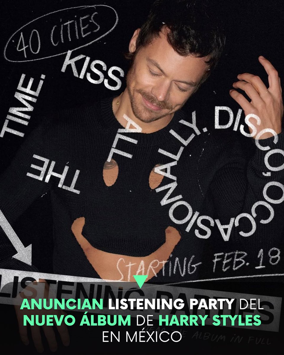 MXDoficial's tweet photo. 🎧✨ El nuevo álbum de Harry, ‘Kiss All The Time, Occasionally, Disco’, contará con un listening party oficial en la Ciudad de México, y nuestro país forma parte de las 40 ciudades seleccionadas para este evento exclusivo para fans 🌎🔥 https://t.co/WXFU7dEYzE