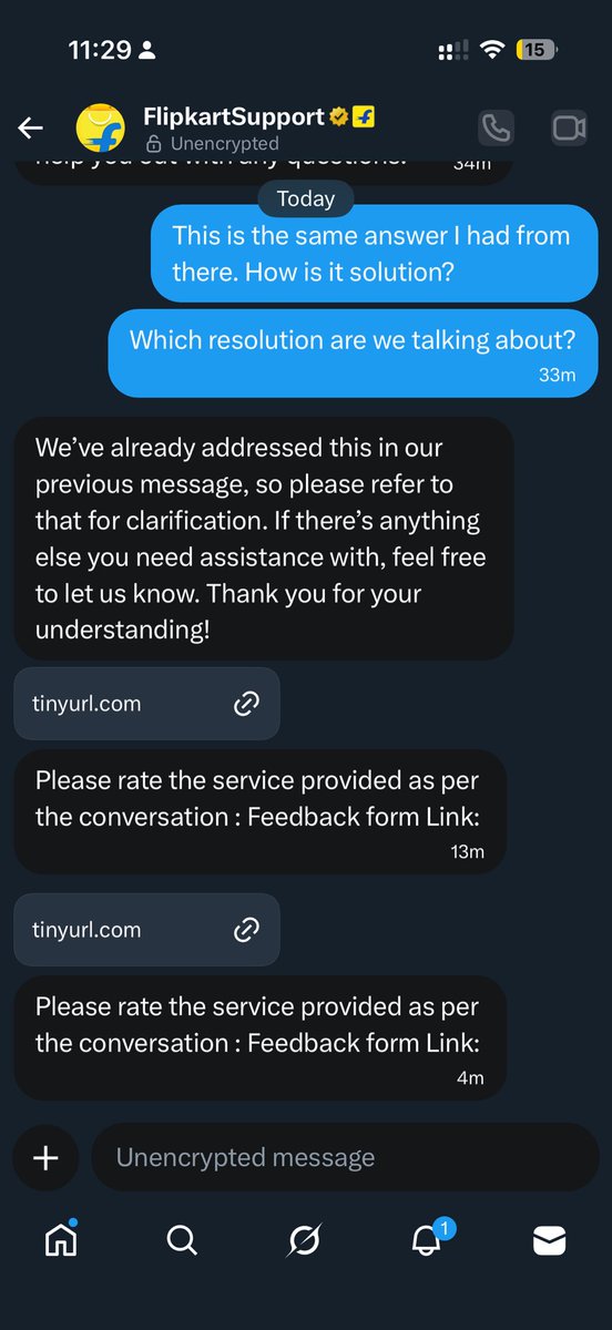 IamHarshBhatt's tweet photo. @flipkartsupport What did you resolve? @flipkartsupport  I have shared the screenshot of WhatsApp about delay. And you replied me the same. This is the resolution of the problem. And your DM chatbot is keep asking for feedback. https://t.co/AwixJm9pEv