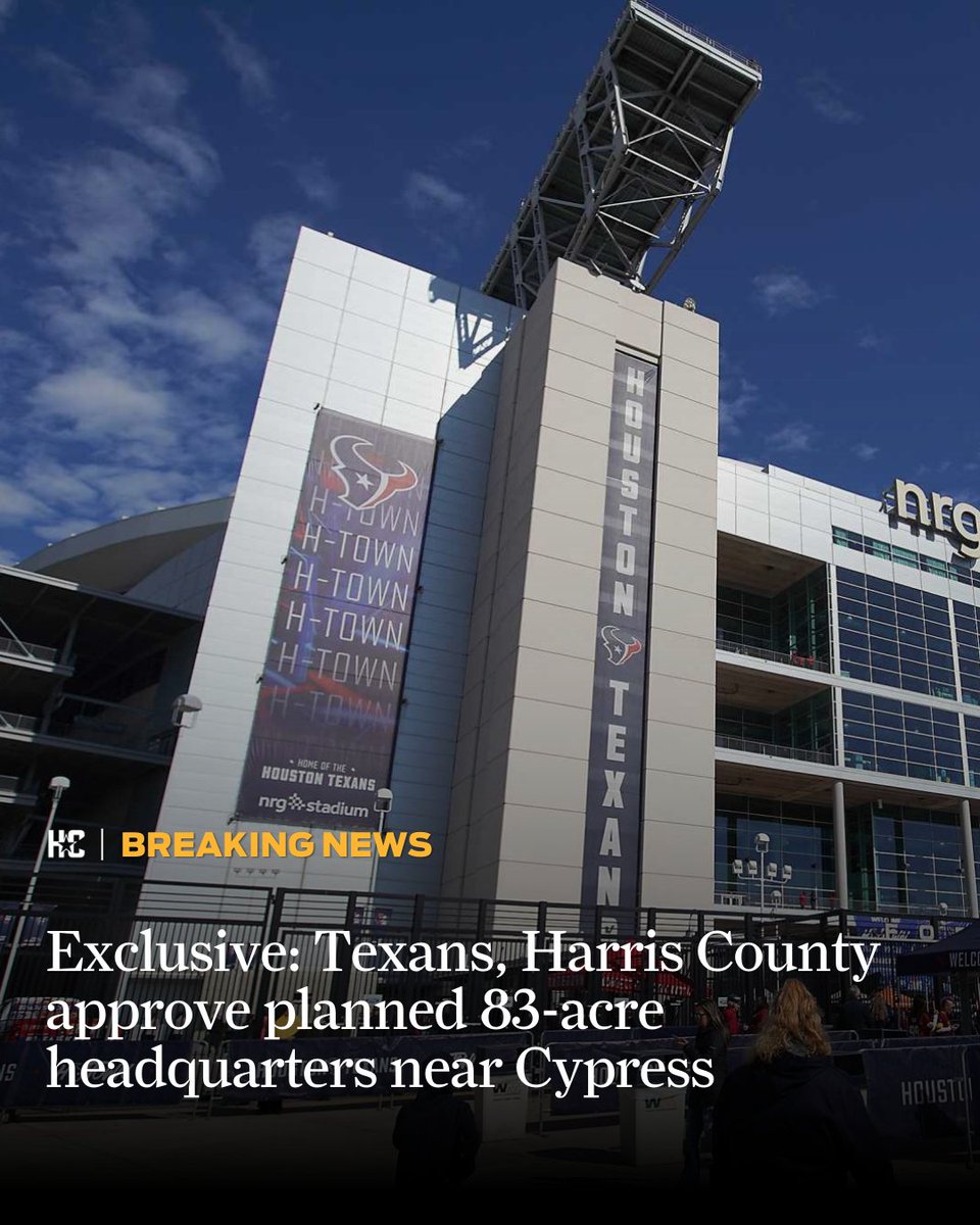 HoustonChron's tweet photo. The Houston Texans have crossed a major hurdle that will get them closer to building a new headquarters and training facility on the outskirts of Harris County. The new facility would be in the Bridgeland area in northwest Harris County on an 83-acre site.  https://t.co/wwsavHyAla