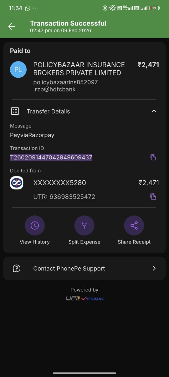 aguywhoexplores's tweet photo. @policybazaar I didn't received any email after the email. Kindly find the attached screenshot of phonepe app from where i made the payment as well as the screenshot of my bank's application https://t.co/pzOl4zSaLp