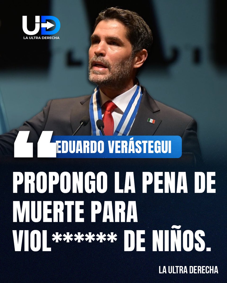 🇲🇽|🚨¡LO DIJO! El productor y activista contra la trata, <a href="/EVerastegui/">Eduardo Verástegui</a>, generó polémica en redes sociales tras sugerir la pena de muerte para violadores de niños. El tema ha provocado debate durante toda la semana entre izquierdas y derechas, e incluso dentro del ámbito católico,