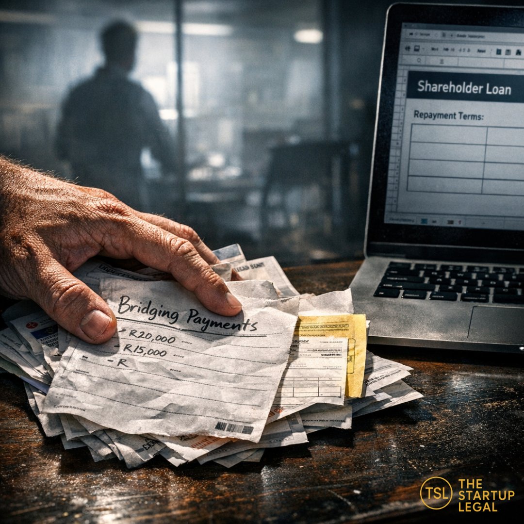 One founder keeps bridging the business. No paper trail. No repayment rules.
Problem: support turns into leverage.
Risk: investors spot it in diligence. Funding or exits stall.
The StartUp Legal. We document loan terms.
Book your free 15-minute consult.

🔗