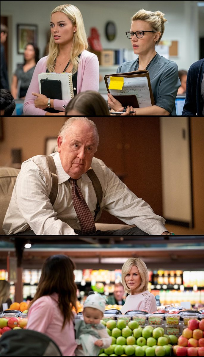 BOMBSHELL (19) The taking down of sexist pig Roger Ales Fox News by Gretchen Carlson and aided by Megyn Kelly. It's not "All the President's Man", but dir. Roach keeps it colorful w/personalities passing by. Theron has meatiest role as Kelly, tho Robbie has the stand-out scene.