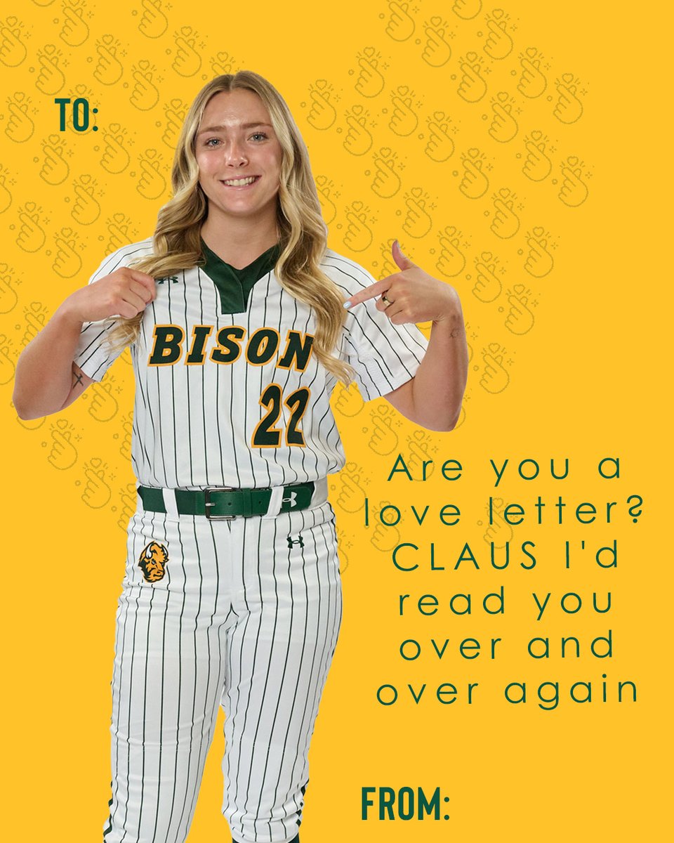 NDSUsoftball's tweet photo. You’re a real catch — wanna be my Valentine? 💘

Happy Valentine's Day, Bison Nation! https://t.co/LLC7QwkqIJ