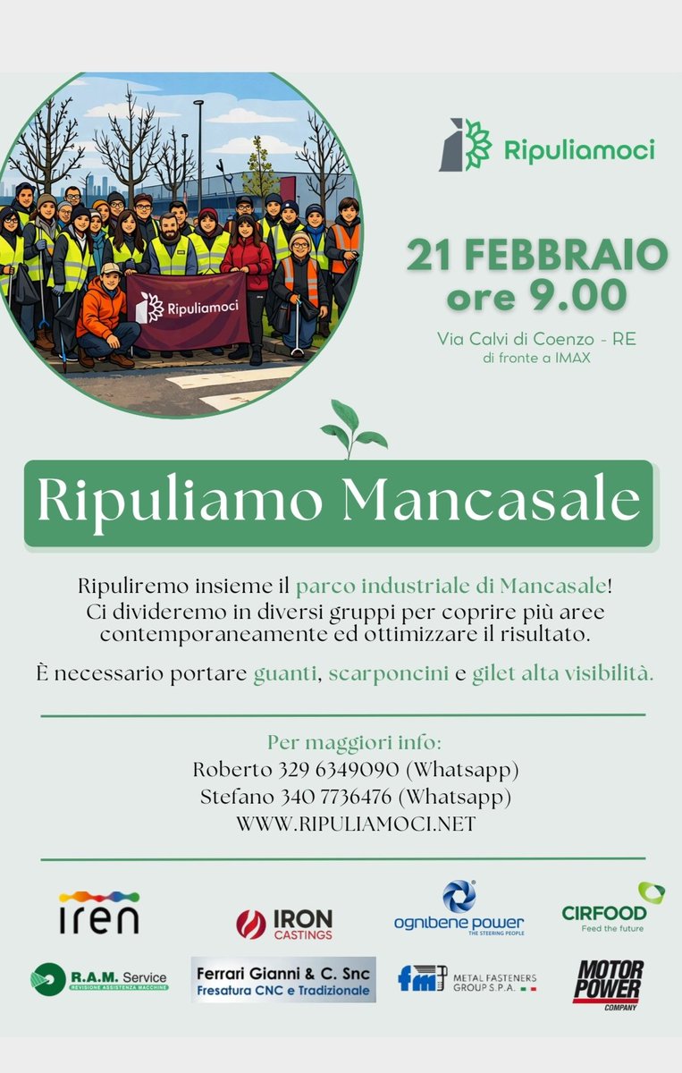 ripuliamoci's tweet photo. Siamo carichi per una pulizia che vede il coinvolgimento di diverse aziende di Mancasale.
Coinvolgere le realtà locali e' veramente importante
@provincia_re
@ConfcommercioRE https://t.co/oDWTmZzP8R