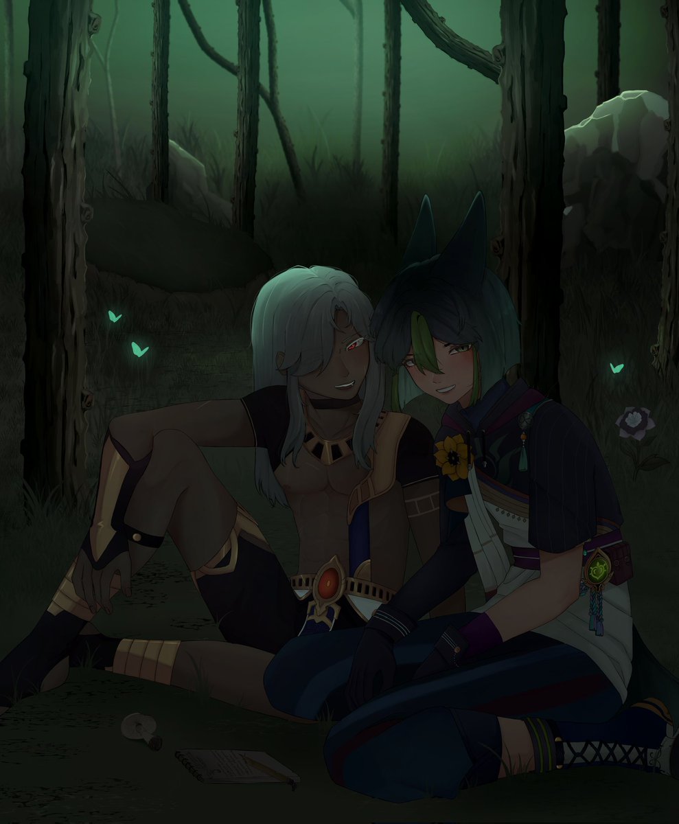 derrangedCorpse's tweet image. i love them..💚💚💜💜

#cyno #cynonari #GenshinImpact #tighnari