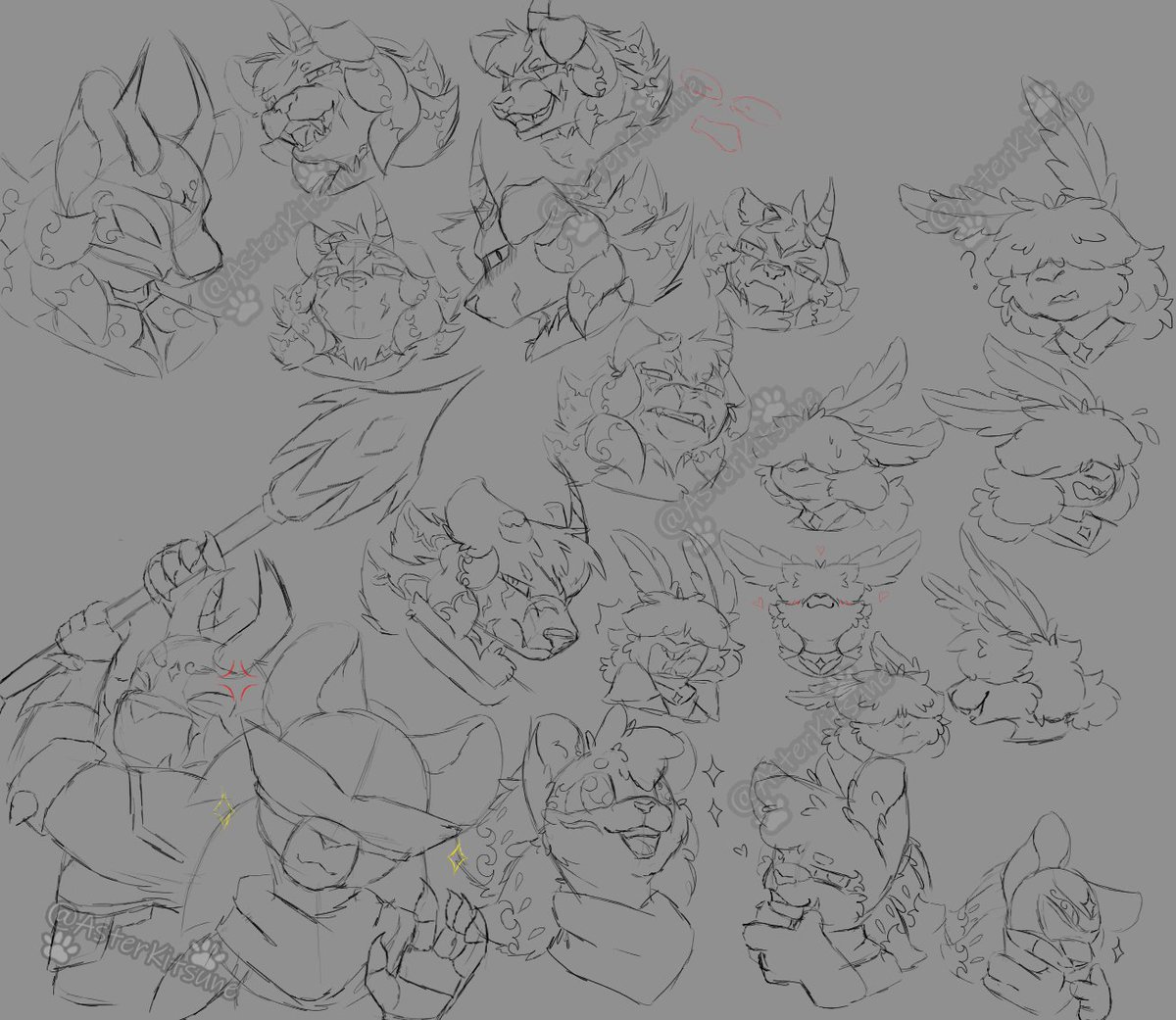 some sketches of the main trio