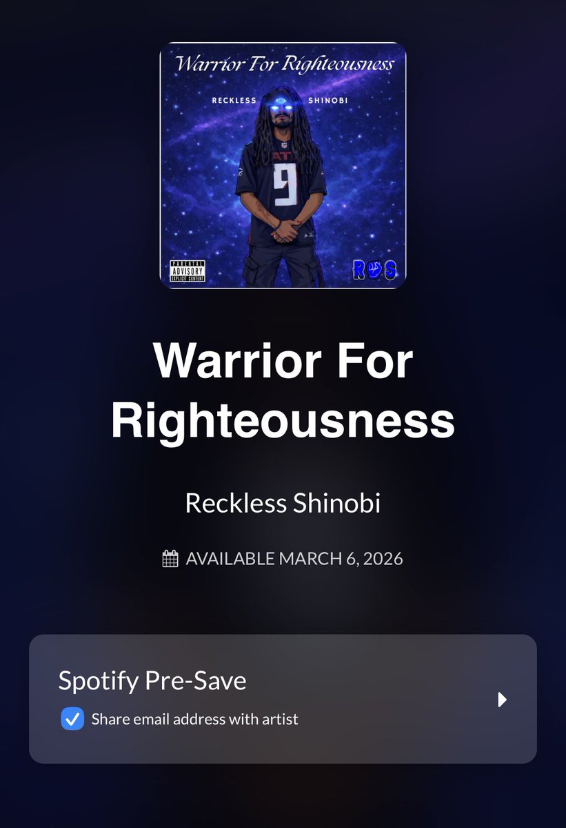 ReckReckRec's tweet image. Spotify Pre- Save links are live
If you rock with the god lock in 🔒 
You know how I’m coming 😤✊🏾

Link in bio 🔗 

#RevolutionaryArtist
#WarriorForRighteousness
#MusicWithAMessage
#9EtherBeing
#HighvibrationalMusic