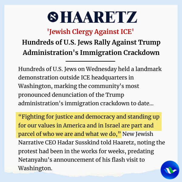 NJNarrative's tweet photo. Fighting for justice and democracy and standing up for our values in America and in Israel are part and parcel of who we are and what we do! #JewsAgainstICE
https://t.co/pP1O1p5Hln https://t.co/hJGrScZN5r