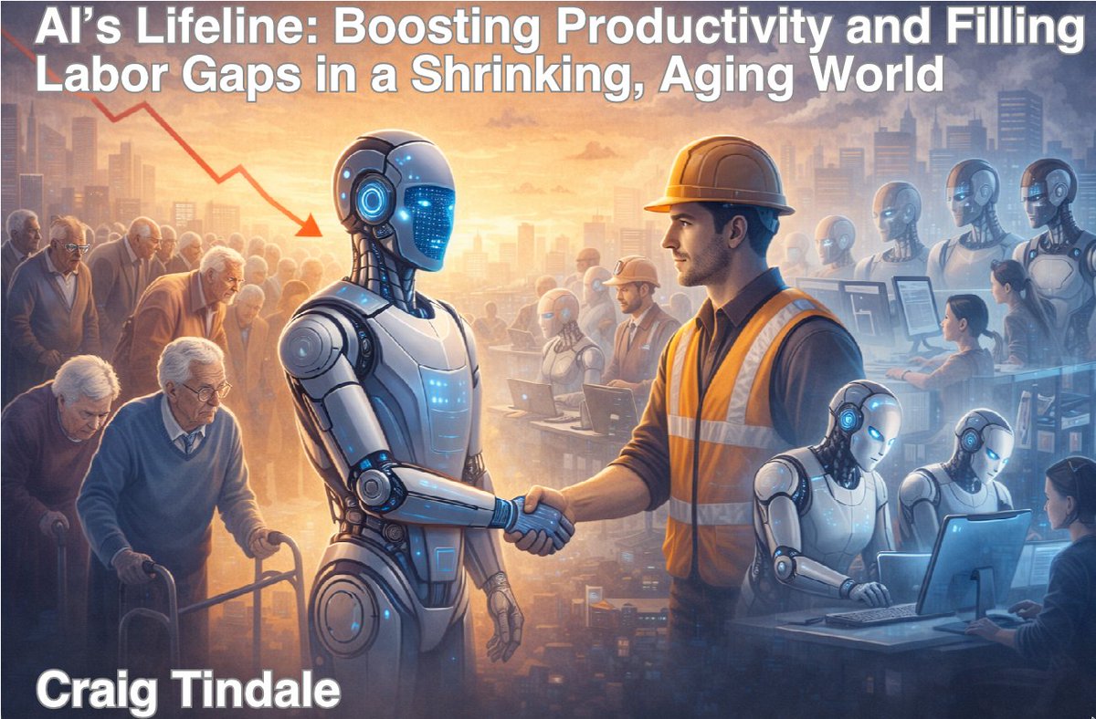 aeberman12's tweet image. AI will not displace jobs, writes @ctindale 

It will substitute for workers lost to retirement and declining birth rates.

👇
ctindale.substack.com/p/ais-lifeline…

#demographics #AI #labor #workforce #aging #birthrates #economy #GDP #productivity #automation