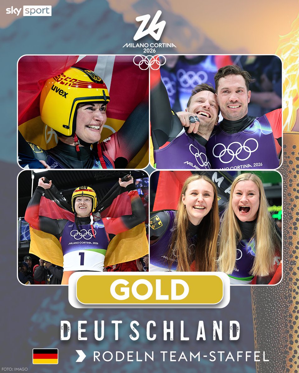Machtdemonstration von Team D! 🇩🇪 🤩

Die deutschen Rennrodler haben in Cortina d'Ampezzo die Goldmedaille in der Teamstaffel gewonnen. Die Einsitzer-Olympiasieger Max Langenhan und Julia Taubitz rasten gemeinsam mit den Doppelsitzern Tobias Wendl und Tobias Arlt sowie Dajana