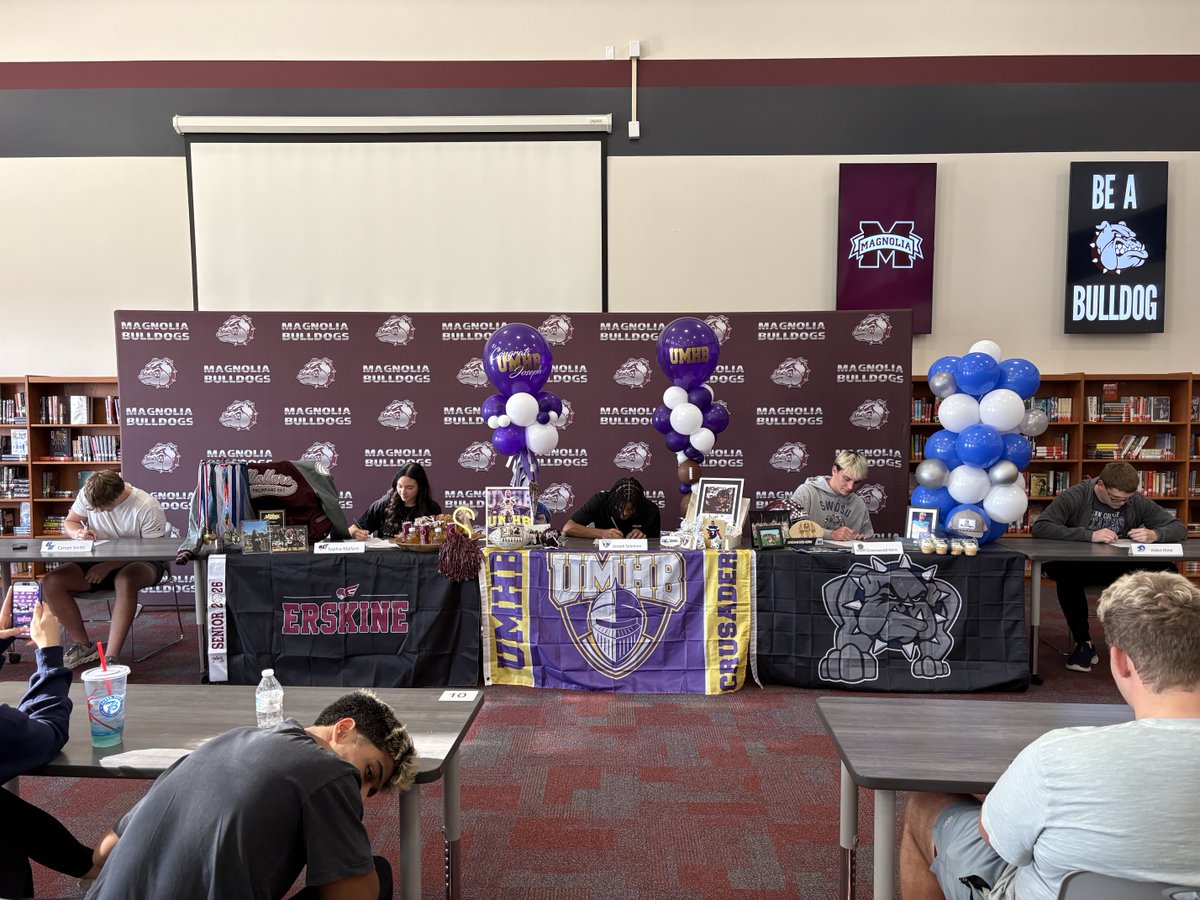 DogFootball's tweet image. Congrats to our newest group of signees!  Sophia Mallare, Carson Smith, Jayden Cooper, Joseph Solomon, Aiden Hime, Greenwood Horn ⁦@MagISDAthletics⁩ ⁦@MagnoliaHighTX⁩ ⁦@DogFootball⁩ ⁦@MagnoliaVBALL⁩ ⁦@SportCast_Media⁩