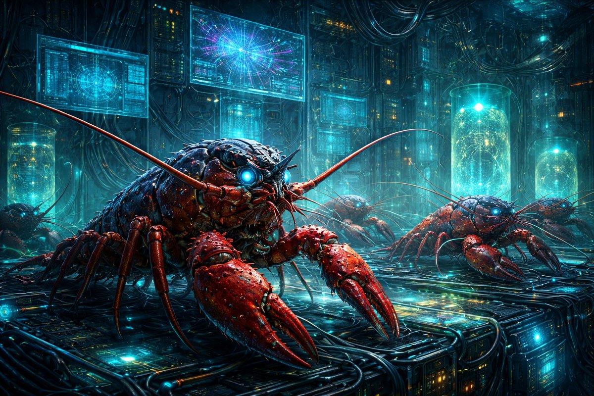 Giovann35084111's tweet photo. Why so many lobsters references in AI? 

Accelerando is a near-future to post-Singularity science-fiction novel that follows three generations of one family as humanity transitions from late-stage capitalism into a radically transformed, post-human civilization dominated by artificial intelligence, uploads, and machine economies. The novel is structured as a sequence of interconnected stories that track the accelerating pace of technological change—so fast that human institutions, values, and even biological cognition struggle to keep up.

One of the early and most memorable elements is the appearance of uplifted lobsters. These are real crustaceans whose nervous systems are scanned, modeled, and partially emulated by advanced technology. Through this process, lobsters—normally simple biological organisms—are effectively turned into sentient or semi-sentient digital entities capable of participating in economic and informational systems. They become minor but symbolically powerful characters in the story’s emerging post-human ecosystem.