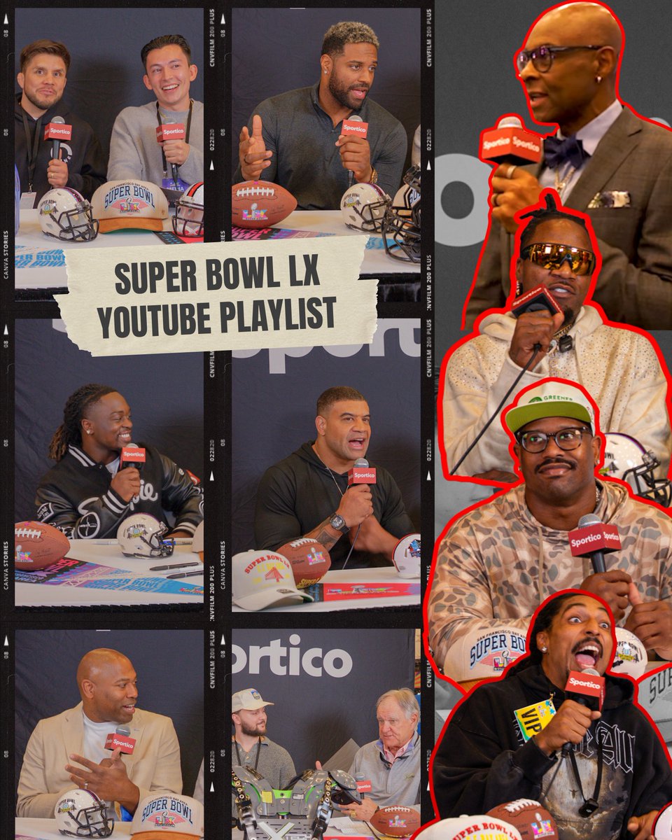 Sportico's tweet image. From Hall of Famers to actors to the brightest minds in sports business, the best of all our interviews from Radio Row at #SuperBowlLX can be found on our YouTube.

Check out our latest playlist for more: youtube.com/playlist?list=…