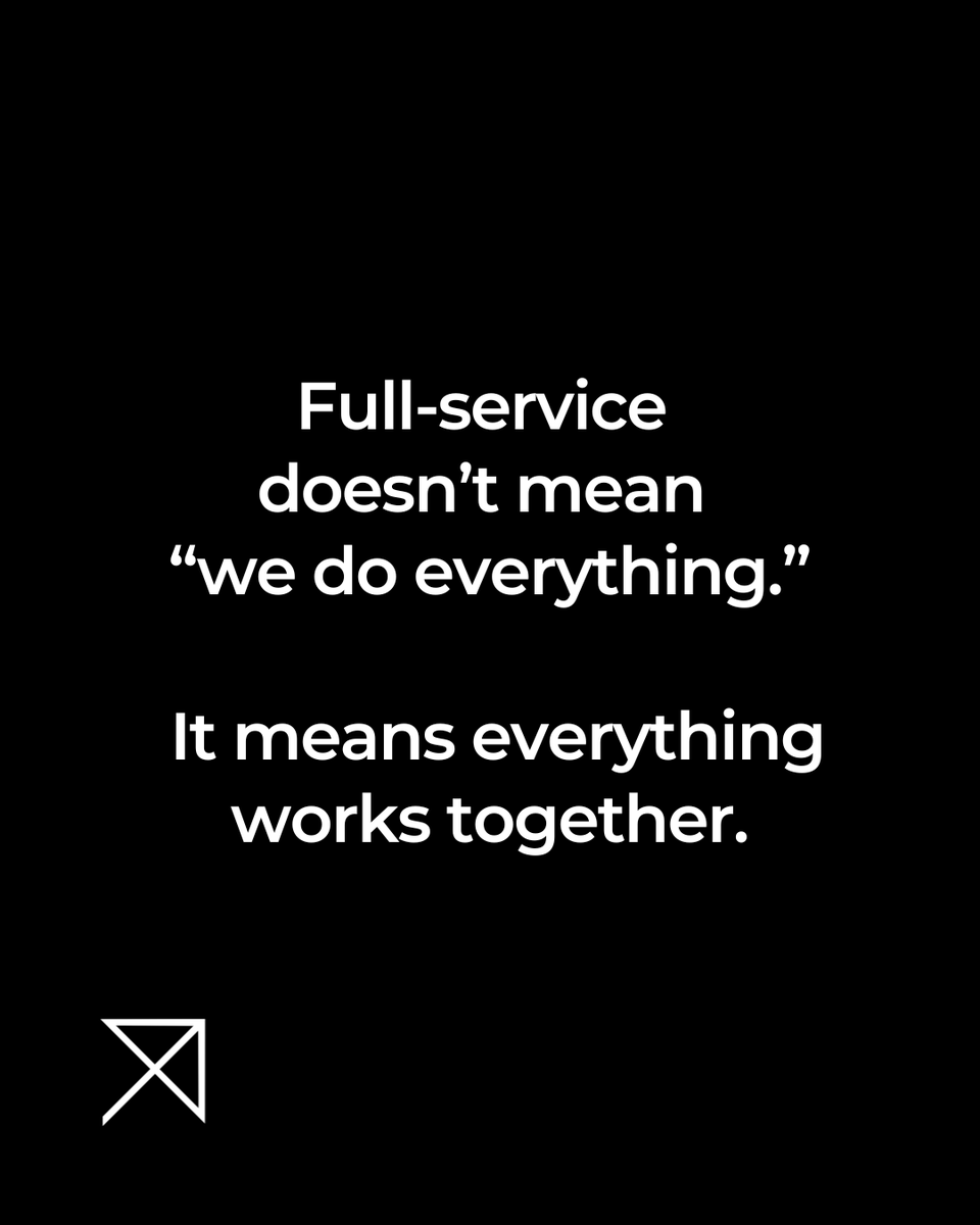 Full-service shouldn’t mean “we do everything.”

It should mean everything works together.

Strategy → creative → channel → business results.

When those pieces align, performance improves.

#marketingstrategy #branding #ascendabrandmarketing