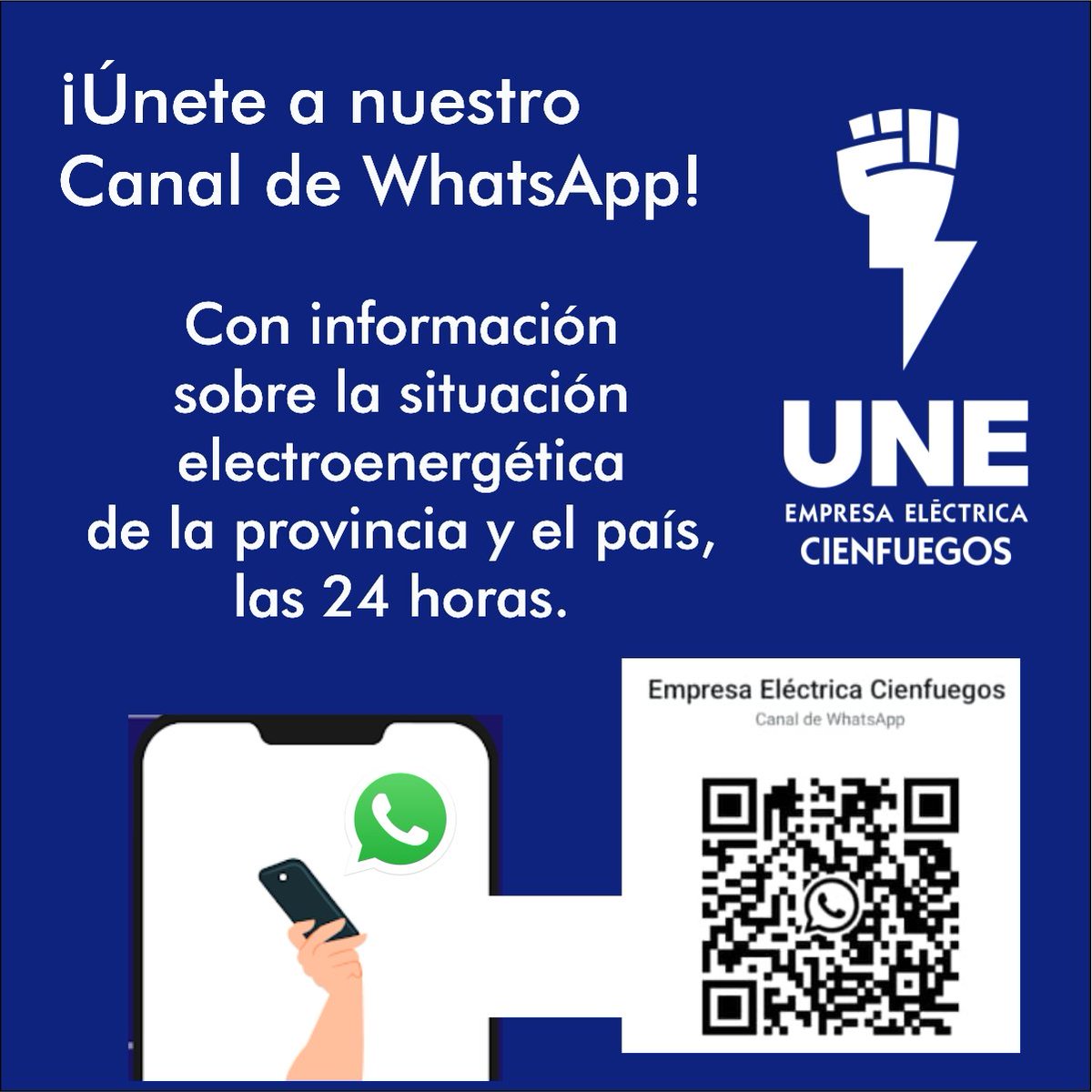 📌Manténgase informado mediante nuestros canales oficiales. Compartimos los enlaces a continuación: 

WhatsApp: whatsapp.com/channel/0029Vb…

Telegram: t.me/empresaelectri…

Facebook: facebook.com/profile.php?id…

#Cienfuegos #UniónEléctrica #UnidosXCuba