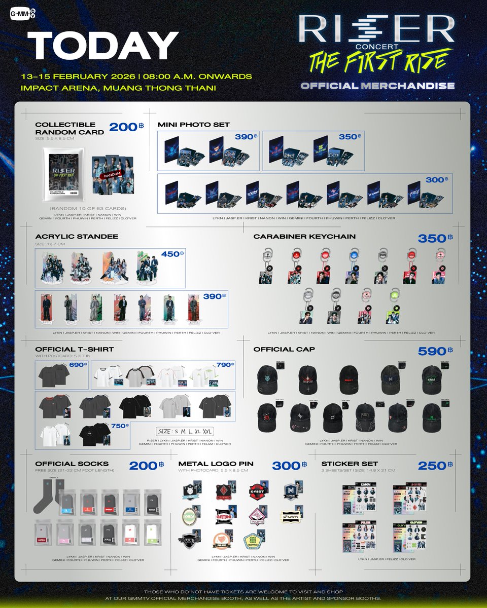 วันนี้! เตรียมพบกับ GMMTV OFFICIAL MERCHANDISE ในงาน RISER CONCERT : THE FIRST RISE

บูธ GMMTV OFFICIAL MERCHANDISE
13-15 กุมภาพันธ์ 2569
เวลา 08:00 น.
อิมแพ็ค อารีน่า เมืองทองธานี

Today! Get ready to shop GMMTV OFFICIAL MERCHANDISE at RISER CONCERT : THE FIRST RISE.

GMMTV