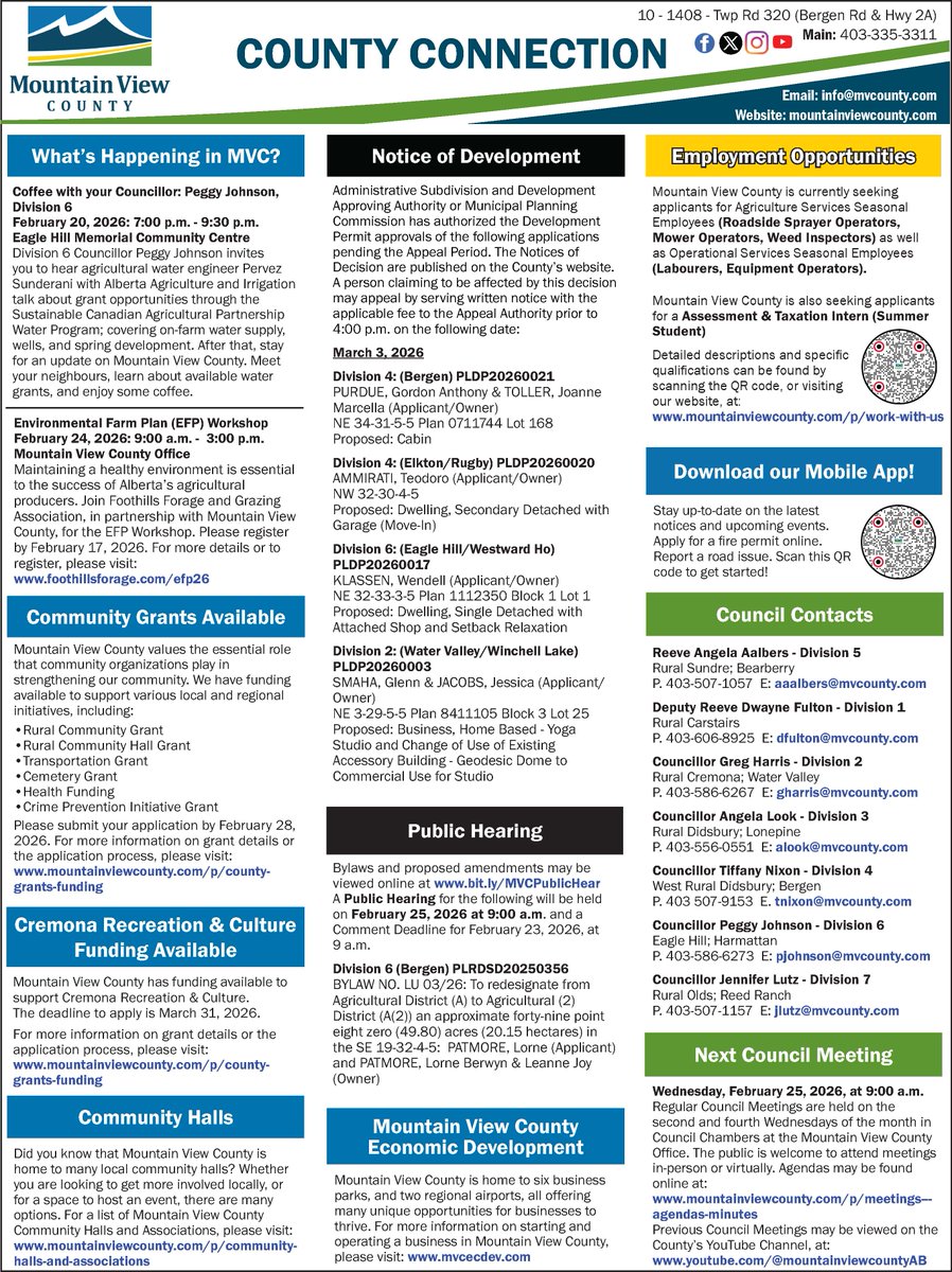Here's this week's edition of the #mountainviewcounty County Connection. Copy can also be found on our website at: mountainviewcounty.com/p/county-conne… 📰
.
.
#CountyConnection #StayConnected #weeklyconnection