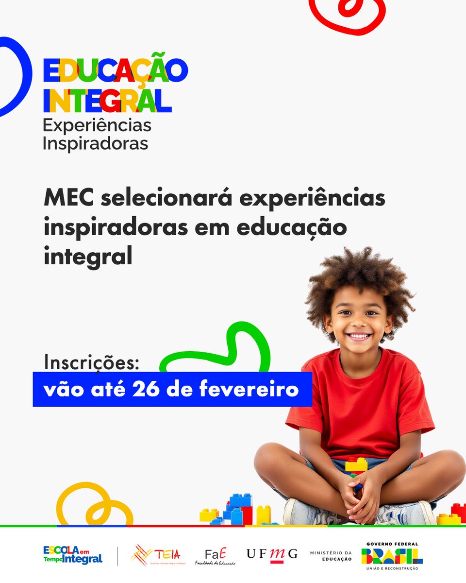 min_educacao's tweet image. 📚 O #MEC está em busca de #ExperiênciasInspiradoras de #EducaçãoIntegral de todo o Brasil. Essa é a hora de contar essa história e inspirar outras tantas!

📆 As inscrições vão até 26 de fevereiro.

👉 Saiba mais: gov.br/mec/pt-br/assu…

#EscolaEmTempoIntegral
