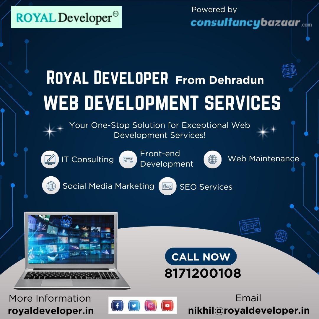 ConsultancyBaz1's tweet photo. Introducing 'Royal Developer', a web development company from Dehradun.  

Services:  
IT Consulting
IT Training
SEO Services
Social Media Marketing
Website Development
Website Hosting  

https://t.co/1UiYY8ObP5 

8171200108
https://t.co/1nMgTcf0pC
nikhil@royaldeveloper.in https://t.co/cKiwUJH9cF